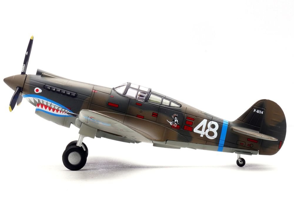 Curtiss P-40B/C Warhawk Fighter Aircraft "White 48 David Lee 'Tex' Hill 2nd Squadron Panda Bears Chinese Air Force Burma" (1942) 1st American Volunteer Group 1/72 Diecast Model Airplane by Legion view 2