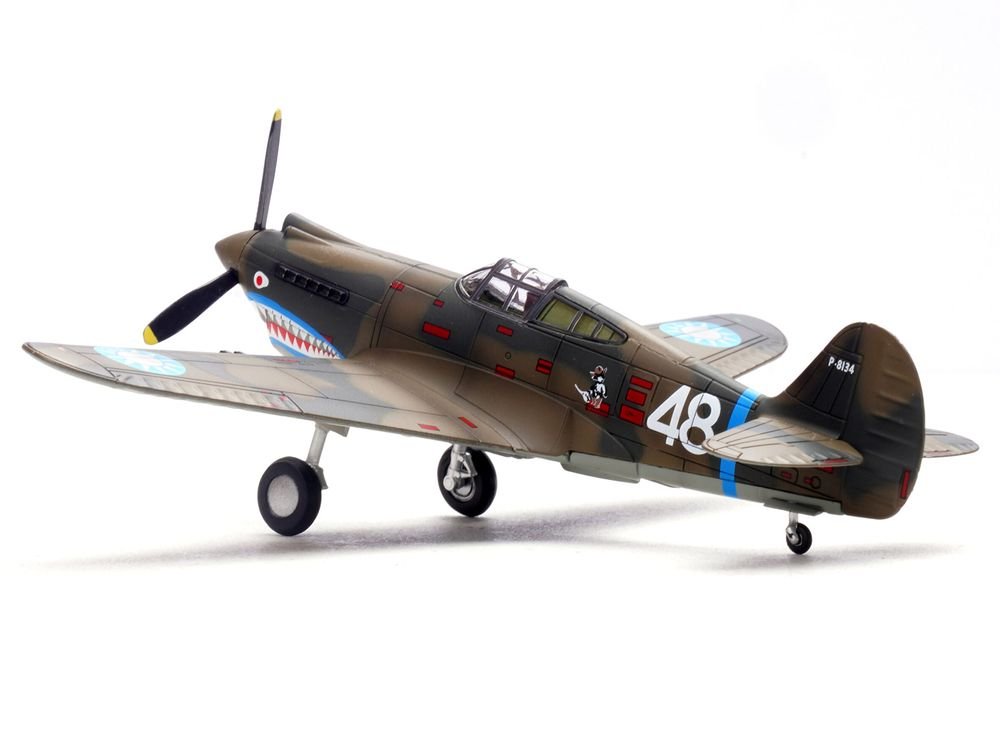 Curtiss P-40B/C Warhawk Fighter Aircraft "White 48 David Lee 'Tex' Hill 2nd Squadron Panda Bears Chinese Air Force Burma" (1942) 1st American Volunteer Group 1/72 Diecast Model Airplane by Legion view 3