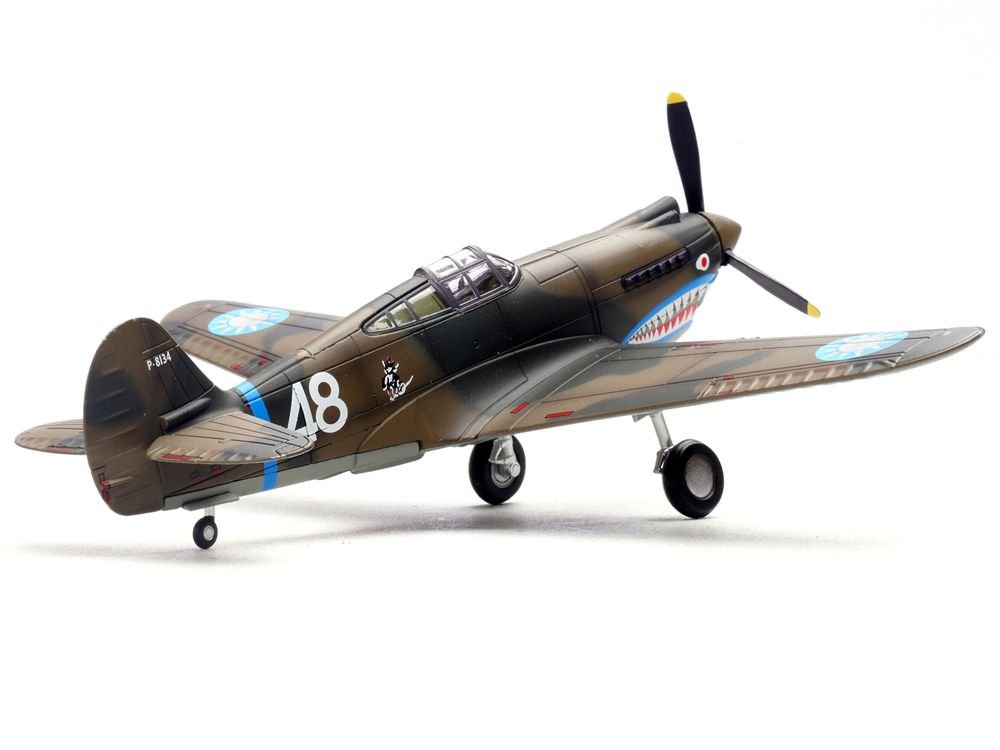 Curtiss P-40B/C Warhawk Fighter Aircraft "White 48 David Lee 'Tex' Hill 2nd Squadron Panda Bears Chinese Air Force Burma" (1942) 1st American Volunteer Group 1/72 Diecast Model Airplane by Legion view 4