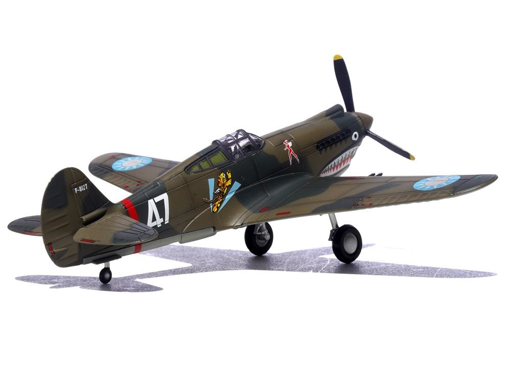 Curtiss P-40B/C Warhawk Fighter Aircraft "White 47 Robert T. Smith 3rd Squadron Hell's Angels Chinese Air Force Burma" (1942) 1st American Volunteer Group 1/72 Diecast Model Airplane by Legion view 4