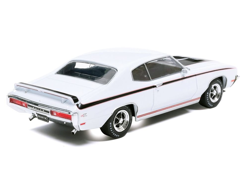 1970 Buick GSX Apollo White with Black and Red Stripes 1/43 Diecast Model by IXO Models view 3