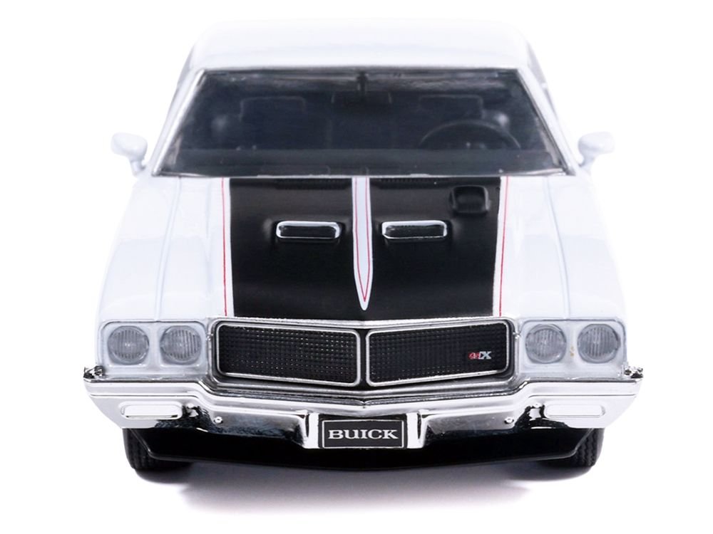 1970 Buick GSX Apollo White with Black and Red Stripes 1/43 Diecast Model by IXO Models view 5