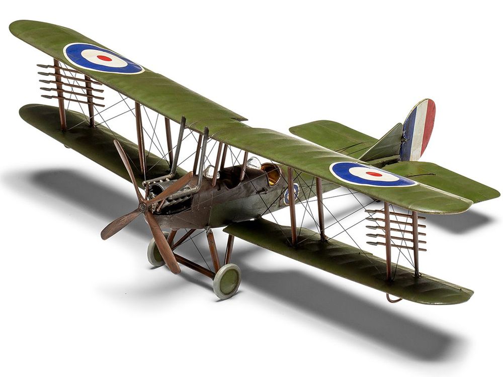 Level 2 Model Kit Royal Aircraft Factory BE2c Aircraft with 2 Scheme Options 1/72 Scale Plastic Model Kit by Airfix view 3