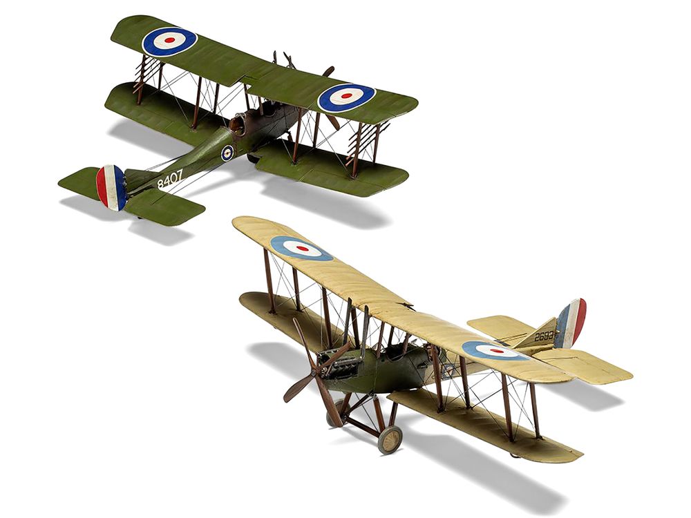 Level 2 Model Kit Royal Aircraft Factory BE2c Aircraft with 2 Scheme Options 1/72 Scale Plastic Model Kit by Airfix view 4