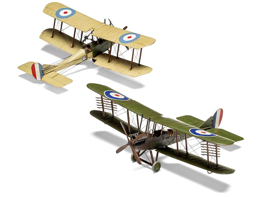 Level 2 Model Kit Royal Aircraft Factory BE2c Aircraft with 2 Scheme Options 1/72 Scale Plastic Model Kit by Airfix view 5