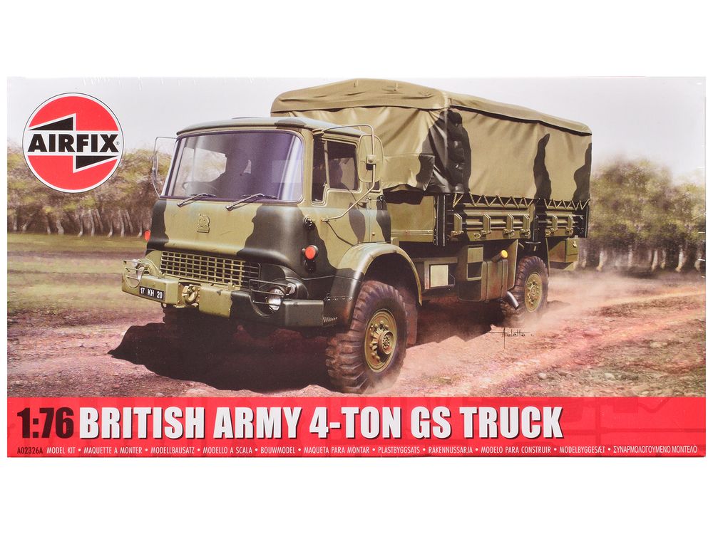 Level 1 Model Kit British Army 4-ton 4x4 GS Truck with 3 Scheme Options 1/76 Scale Plastic Model Kit by Airfix