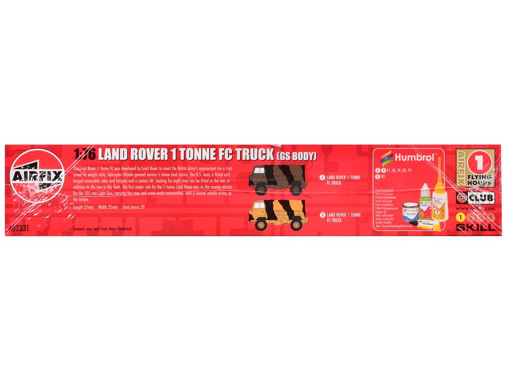 Level 1 Model Kit Land Rover 1 Tonne FC Truck (GS Body) with 3 Scheme Options 1/76 Scale Plastic Model Kit by Airfix view 5