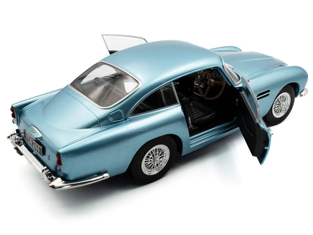 1964 Aston Martin DB5 RHD (Right Hand Drive) Light Blue Metallic 1/18 Diecast Model Car by Solido view 4