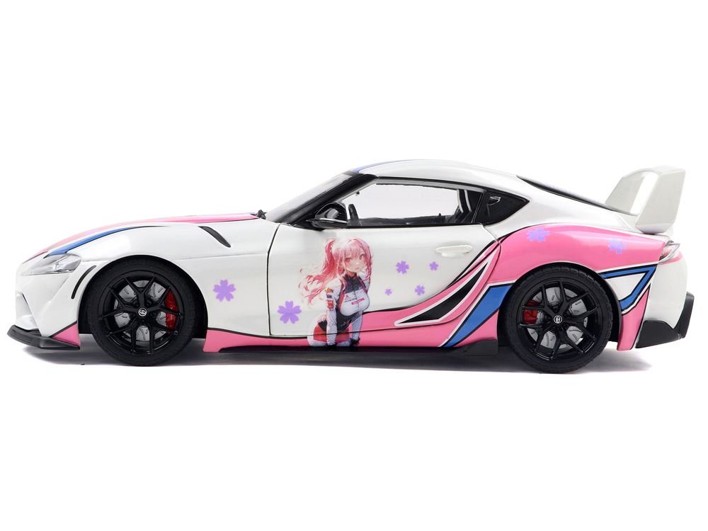 2024 Toyota GR Supra "Itasha" White with Graphics "StreetFighters" 1/18 Diecast Model Car by Solido view 3