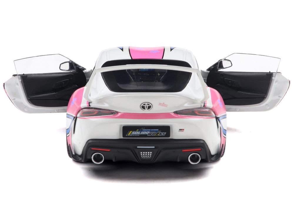 2024 Toyota GR Supra "Itasha" White with Graphics "StreetFighters" 1/18 Diecast Model Car by Solido view 4
