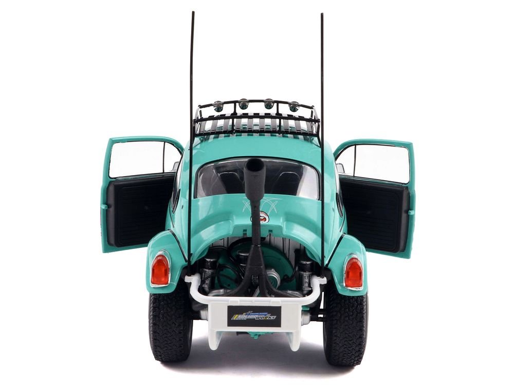 1976 Volkswagen Beetle Baja Miami Green with Pink Graphics 1/18 Diecast Model Car by Solido view 4