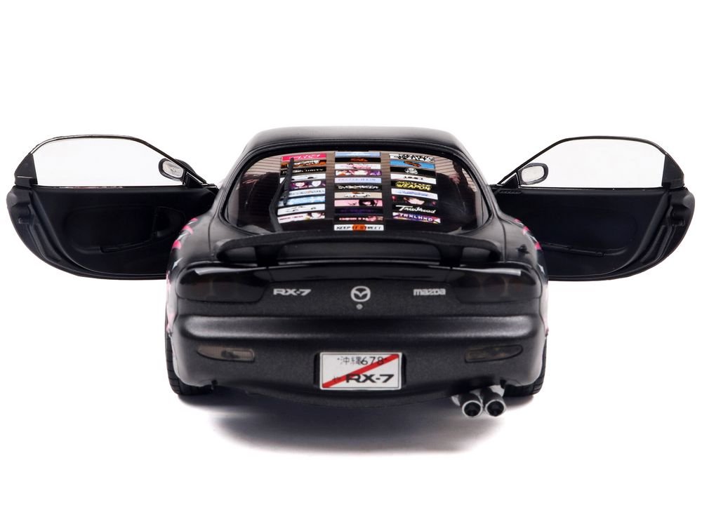 1994 Mazda RX7 (FDRS) RHD (Right Hand Drive) "Itasha Club" Black Metallic with Pink Graphics 1/18 Diecast Model Car by Solido view 3