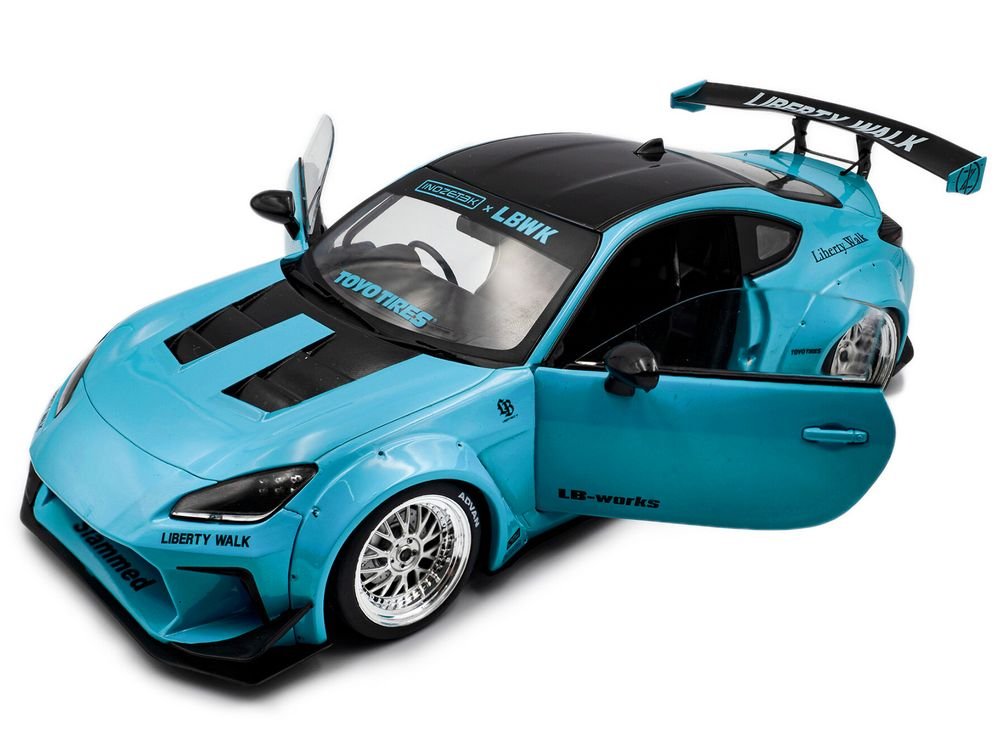 2024 Toyota GR86 LBWK Body Kit RHD (Right Hand Drive) Baby Blue with Black Top 1/18 Diecast Model Car by Solido view 2