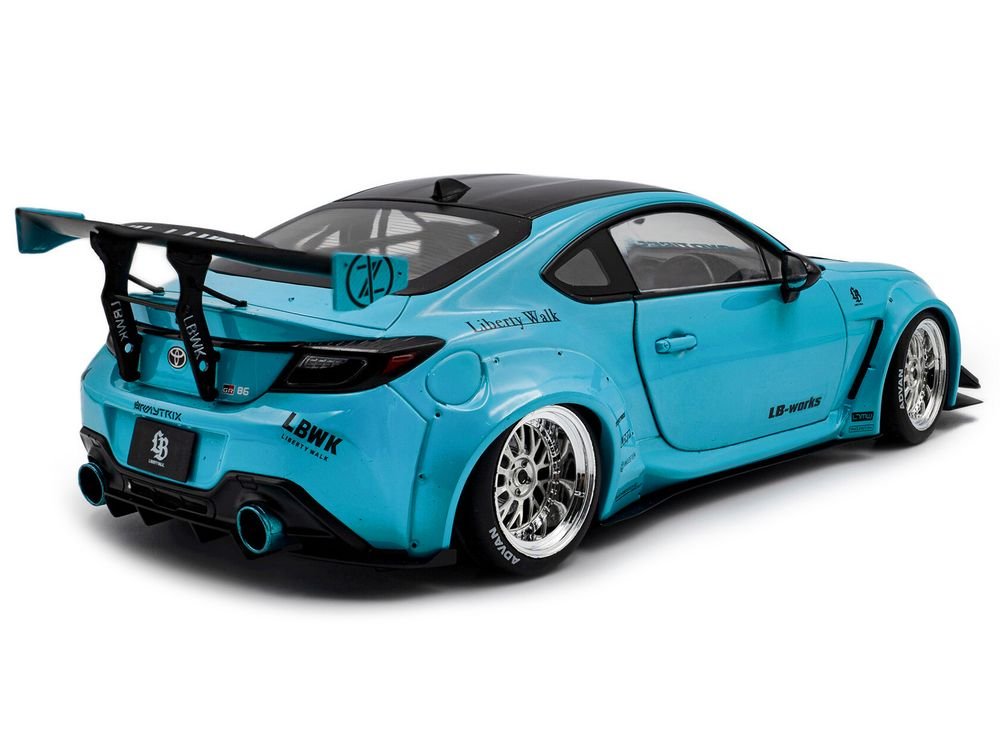 2024 Toyota GR86 LBWK Body Kit RHD (Right Hand Drive) Baby Blue with Black Top 1/18 Diecast Model Car by Solido view 4