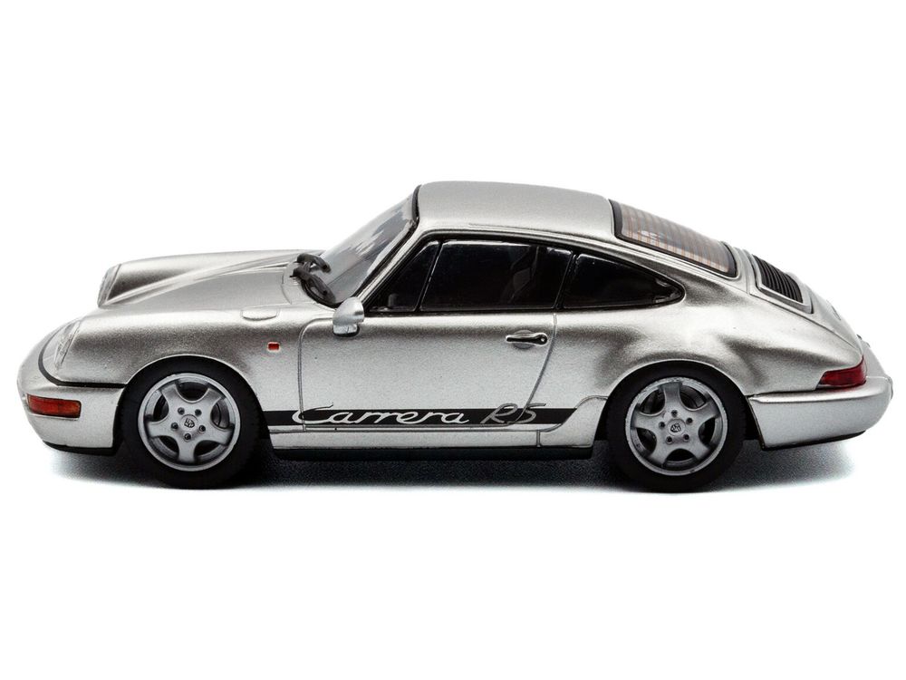 1994 Porsche 911 (964) RS Silver Metallic with Black Stripes 1/43 Diecast Model Car by Solido view 2