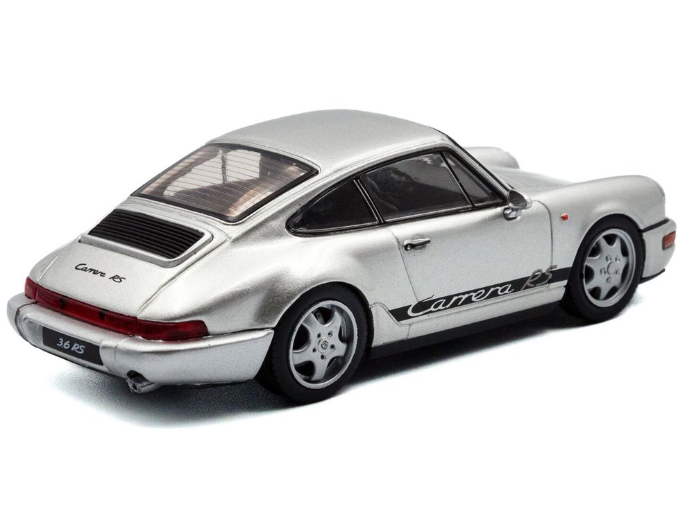 1994 Porsche 911 (964) RS Silver Metallic with Black Stripes 1/43 Diecast Model Car by Solido view 3