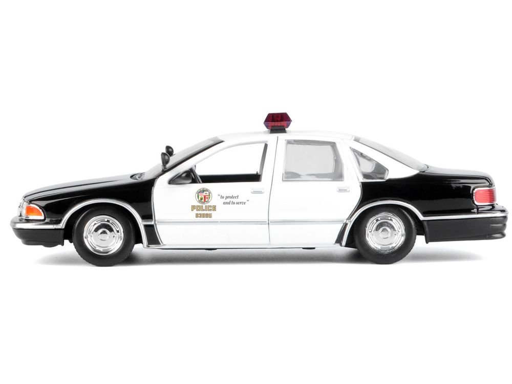 1993 Chevrolet Caprice Police Car "LAPD (Los Angeles Police Department)" Black and White "Law Enforcement and Public Service" Series 1/24 Diecast Model Car by Motormax view 2