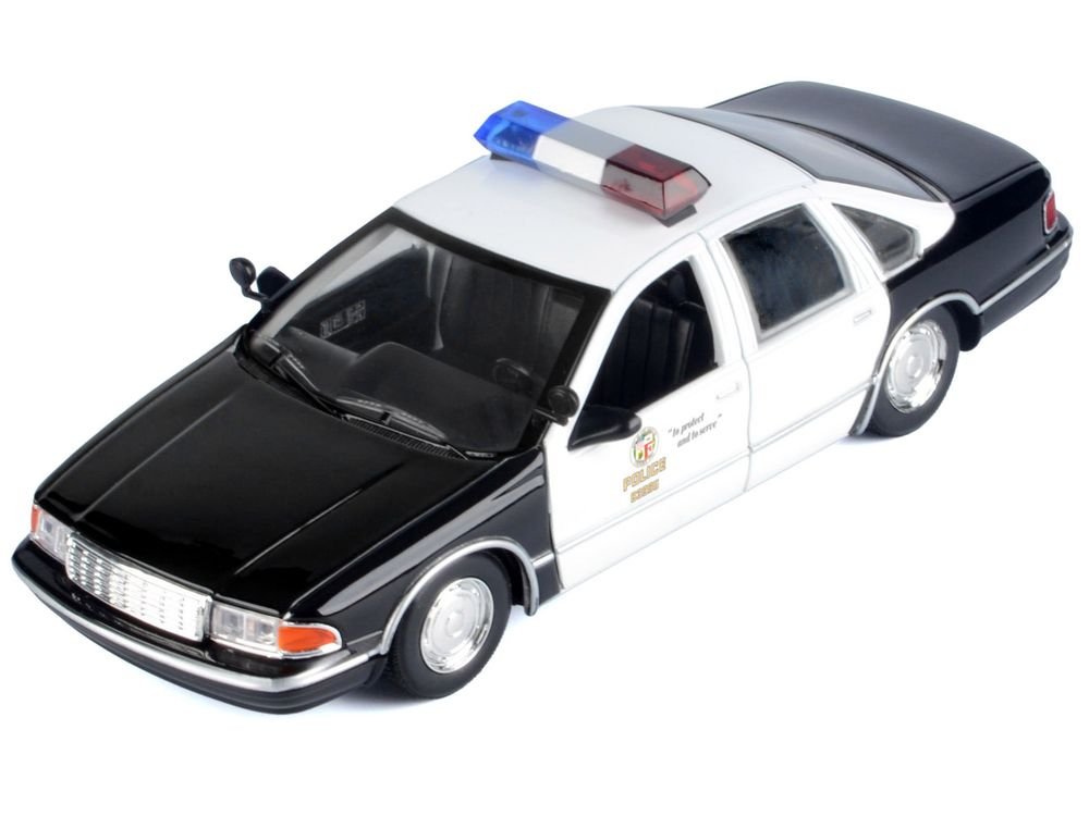 1993 Chevrolet Caprice Police Car "LAPD (Los Angeles Police Department)" Black and White "Law Enforcement and Public Service" Series 1/24 Diecast Model Car by Motormax view 3