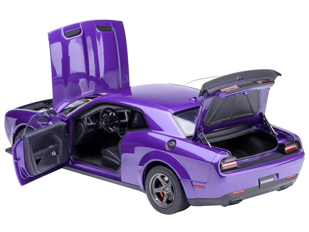 2023 Dodge Challenger SRT Super Stock Plum Crazy Purple 1/18 Model Car by Autoart view 2