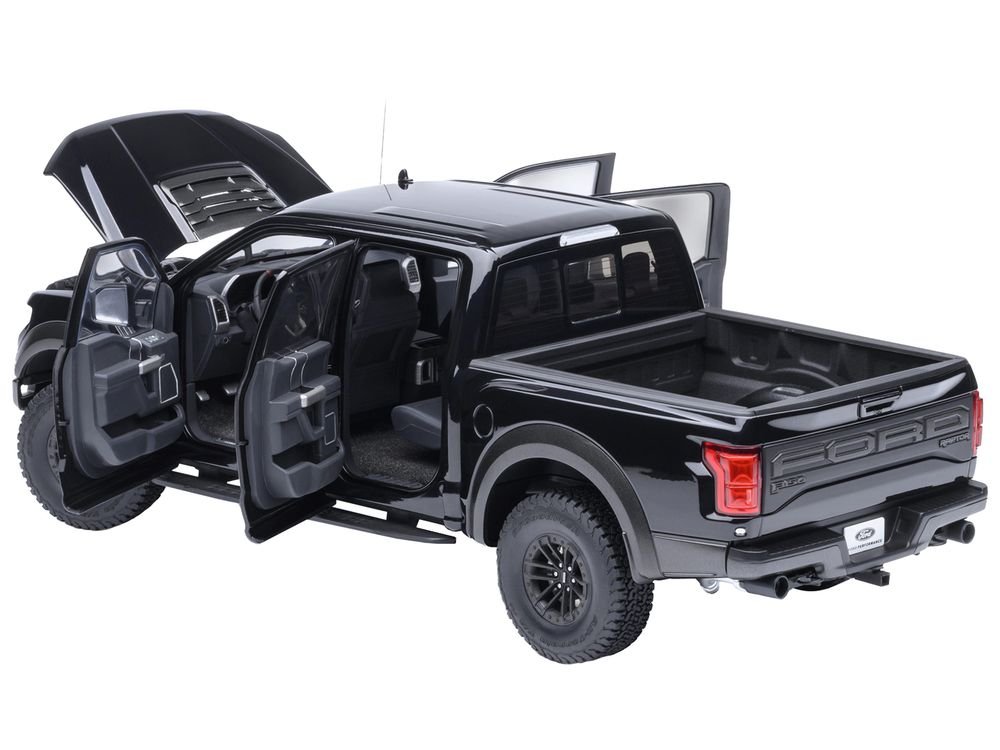2019 Ford F-150 Raptor Pickup Truck Agate Black 1/18 Model Car by Autoart view 2