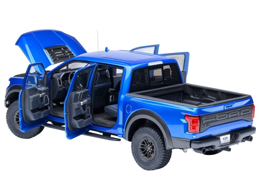 2019 Ford F-150 Raptor Pickup Truck Velocity Blue 1/18 Model Car by Autoart view 2