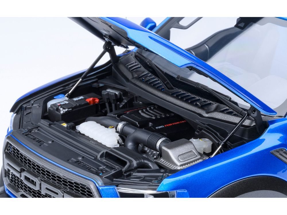 2019 Ford F-150 Raptor Pickup Truck Velocity Blue 1/18 Model Car by Autoart view 3