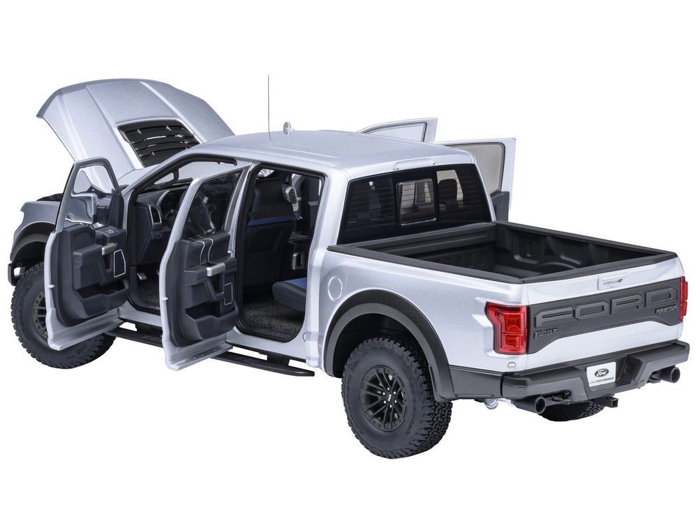 2019 Ford F-150 Raptor Pickup Truck Ingot Silver 1/18 Model Car by Autoart view 2