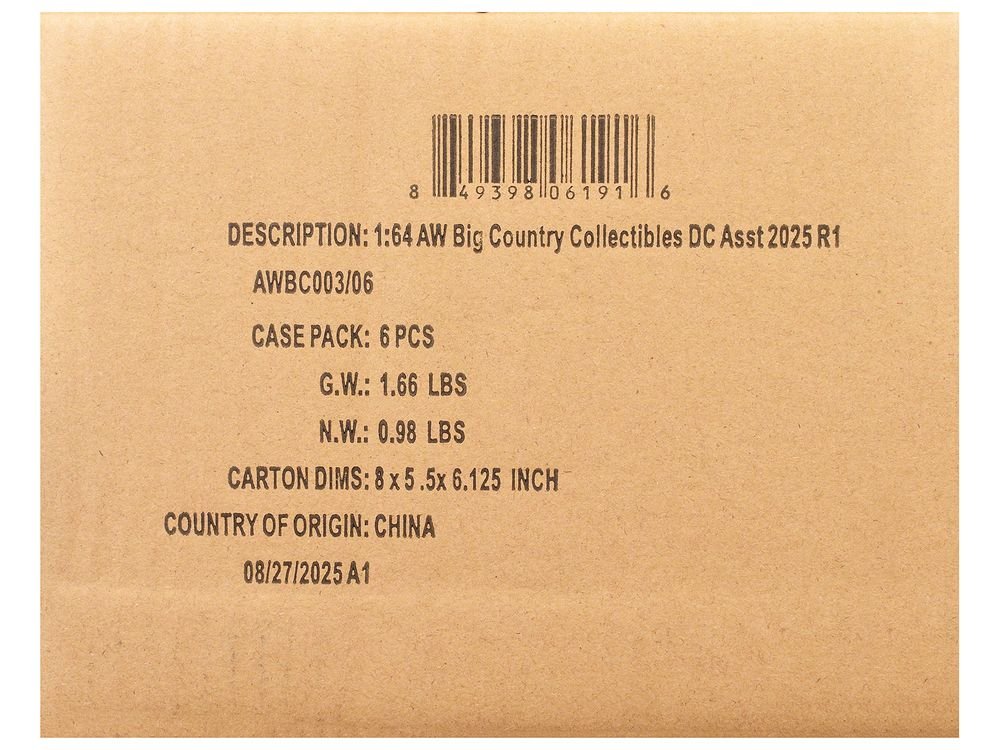Big Country Collectibles 2025 Release 1 Set of 6 pieces 1/64 Diecast Model Cars by Auto World view 2