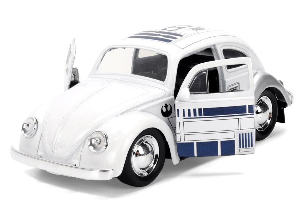 1959 Volkswagen Beetle "R2-D2" Livery White with Graphics "Star Wars" Franchise "Hollywood Rides" Series 1/32 Diecast Model Car by Jada view 2