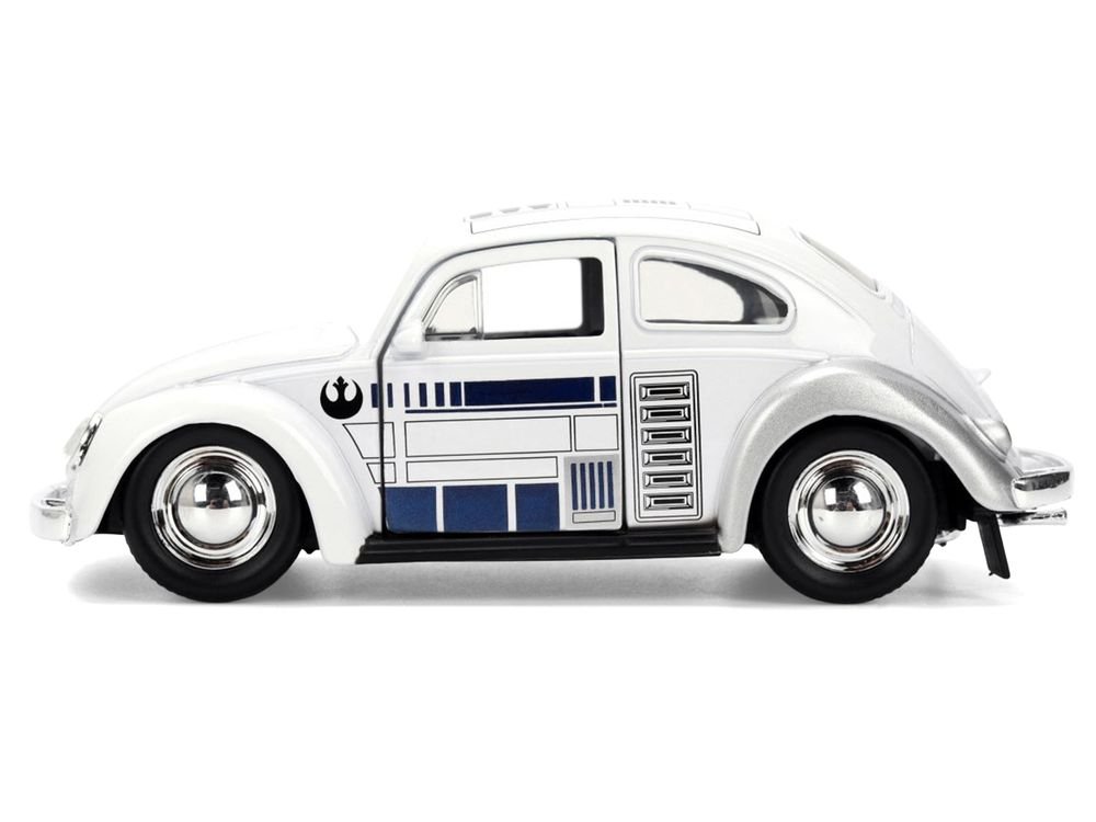 1959 Volkswagen Beetle "R2-D2" Livery White with Graphics "Star Wars" Franchise "Hollywood Rides" Series 1/32 Diecast Model Car by Jada view 3