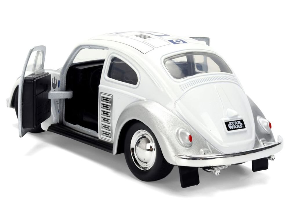 1959 Volkswagen Beetle "R2-D2" Livery White with Graphics "Star Wars" Franchise "Hollywood Rides" Series 1/32 Diecast Model Car by Jada view 4