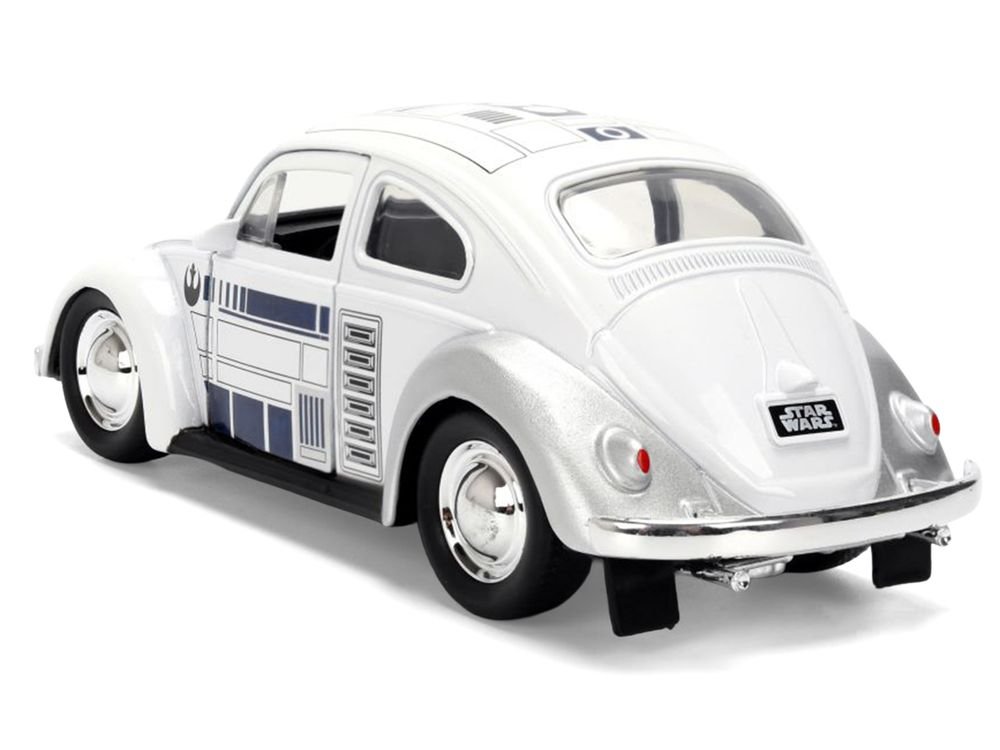 1959 Volkswagen Beetle "R2-D2" Livery White with Graphics "Star Wars" Franchise "Hollywood Rides" Series 1/32 Diecast Model Car by Jada view 5
