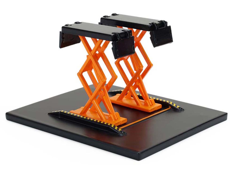 Automotive Double Scissor Lift Black and Orange "Double Scissor Lifts" Series 2 1/64 Diecast Model by Greenlight view 3