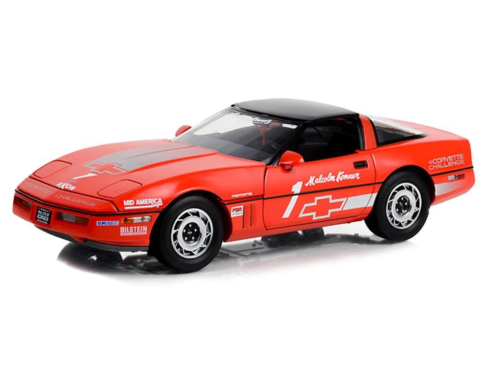 1988 Chevrolet Corvette C4 #1 Malcolm Konner "Corvette Challenge Race Car" Red with Black Top 1/18 Diecast Model Car by Greenlight view 2