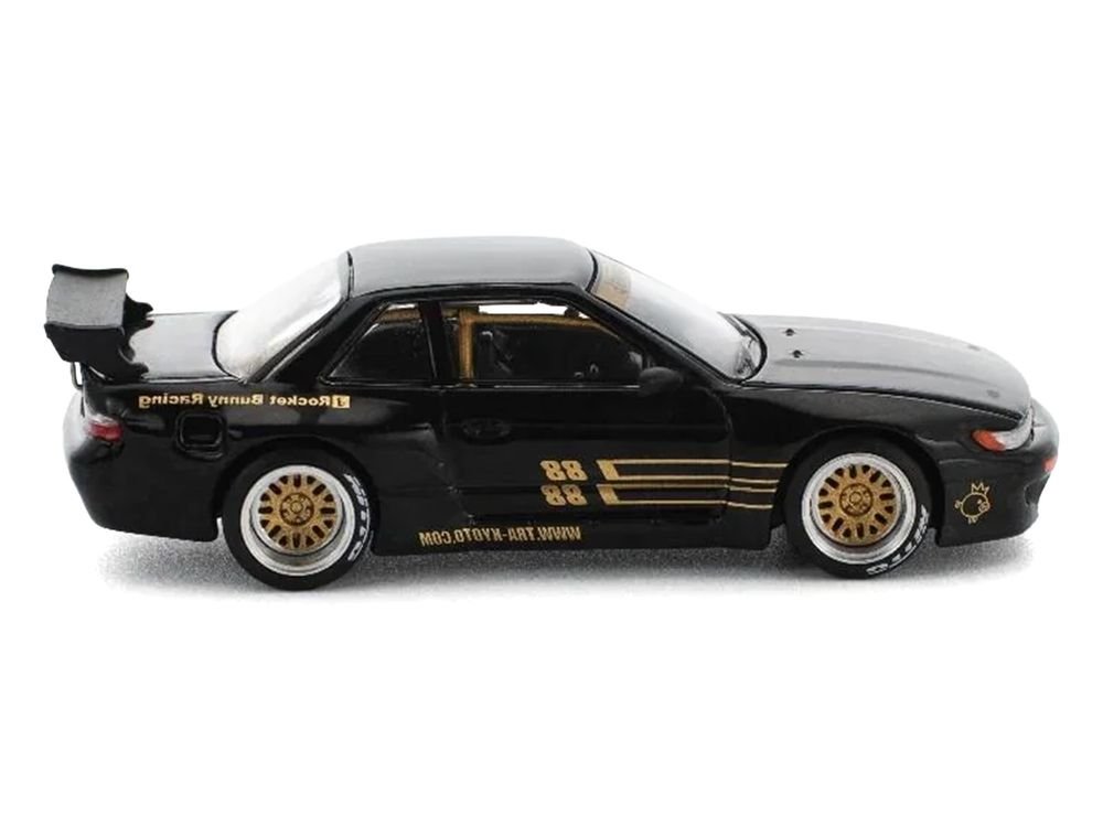 Pandem S13 RHD (Right Hand Drive) Black with Gold Accents 1/64 Diecast Model Car by Pop Race view 3