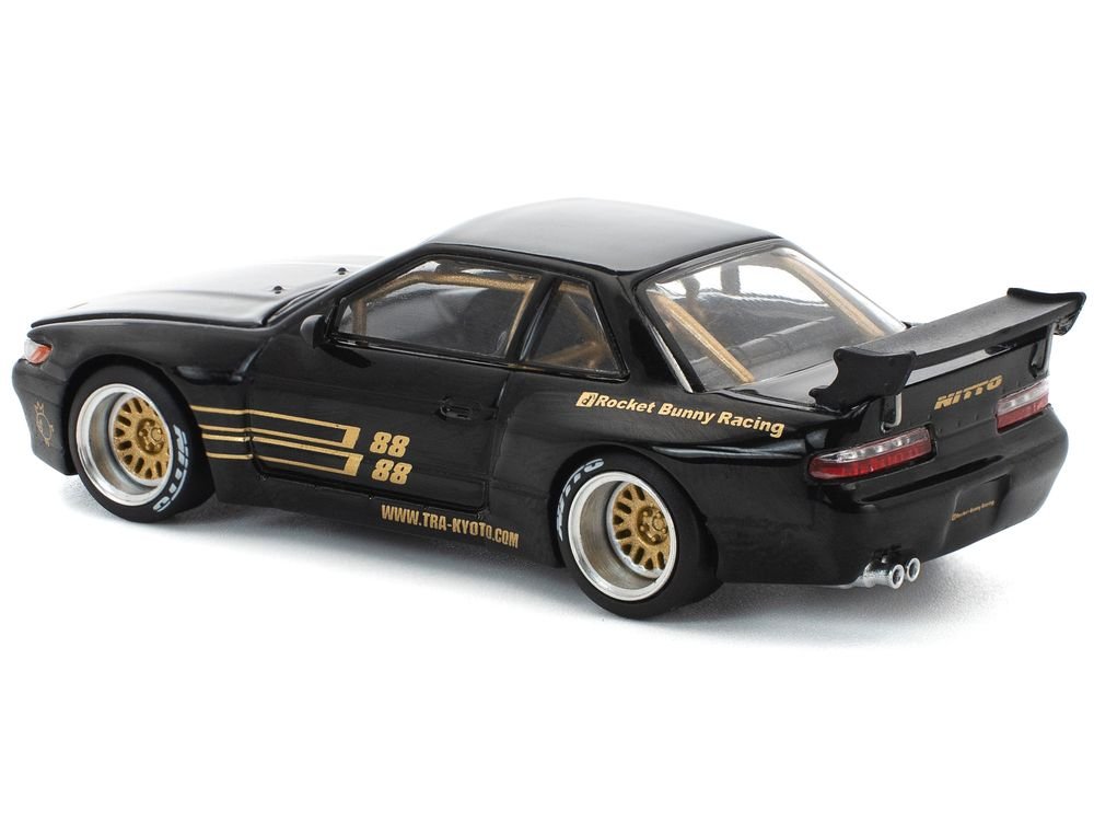 Pandem S13 RHD (Right Hand Drive) Black with Gold Accents 1/64 Diecast Model Car by Pop Race view 5