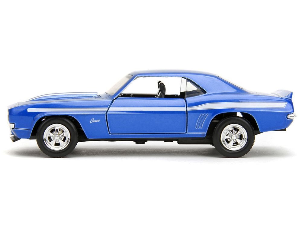 1969 Chevrolet Camaro Blue Metallic with White Stripes "2 Fast 2 Furious" (2003) Movie "Fast & Furious" Series 1/32 Diecast Model Car by Jada view 3
