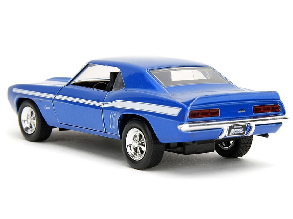 1969 Chevrolet Camaro Blue Metallic with White Stripes "2 Fast 2 Furious" (2003) Movie "Fast & Furious" Series 1/32 Diecast Model Car by Jada view 5