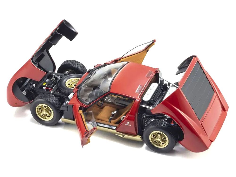 Lamborghini Miura P 400 Red with Gold Accents 1/18 Diecast Model Car by Kyosho view 2