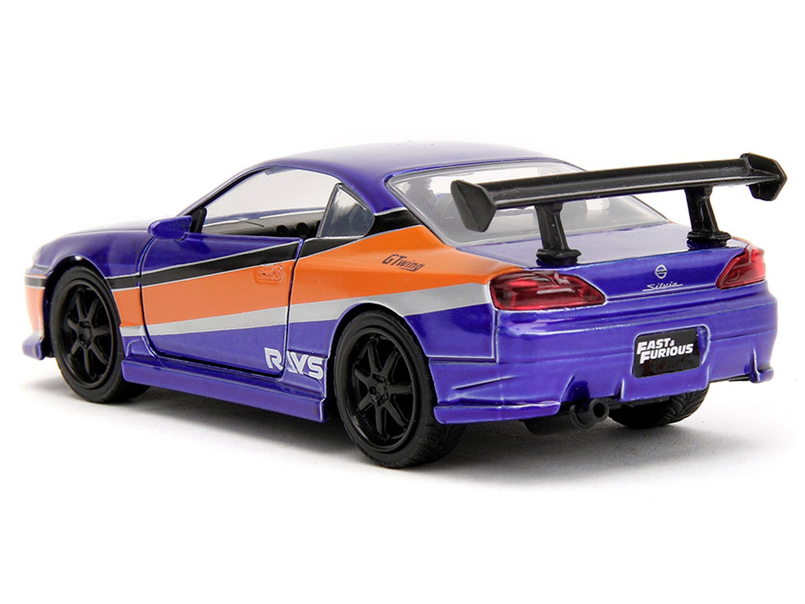 2001 Nissan Silvia S15 RHD (Right Hand Drive) Blue Metallic with Graphics "The Fast and the Furious: Tokyo Drift" (2006) Movie "Fast & Furious" Series 1/32 Diecast Car Model by Jada view 5