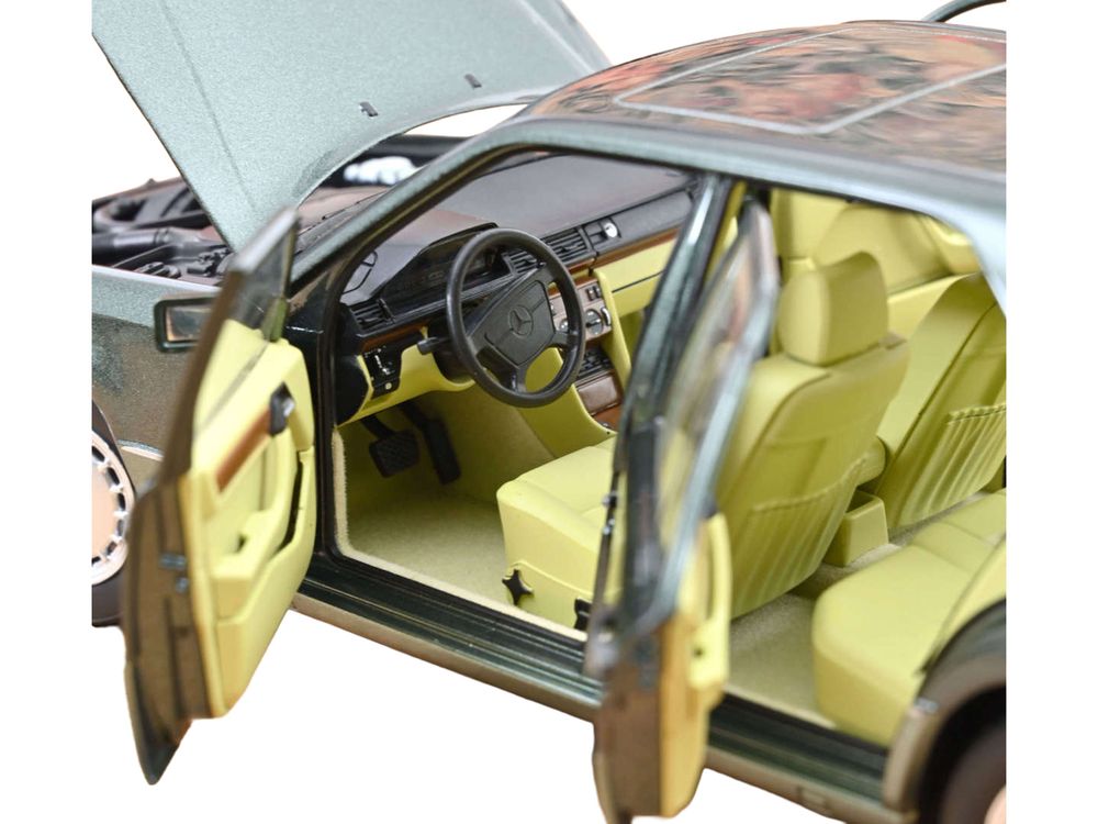 1990 Mercedes-Benz 230 E Night Green Metallic with Green Interior 1/18 Diecast Model Car by Norev view 4