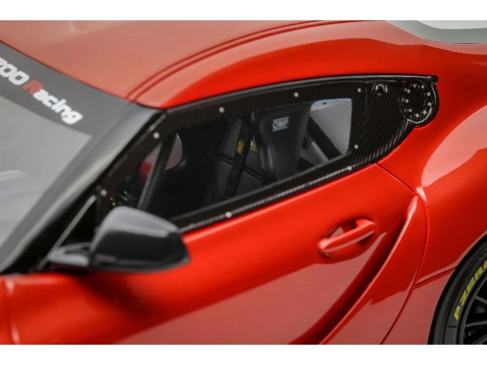 2023 Toyota Supra GT4 100 Edition Plasma Orange Metallic Limited Edition to 999 pieces Worldwide 1/18 Model Car by Otto Mobile view 3
