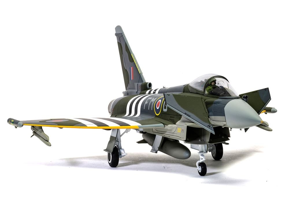 Eurofighter Typhoon FGR4 Fighter Aircraft "ZJ913 FM-G Moggy D-Day 80th Anniversary Display Scheme" (2024) Royal Air Force "The Aviation Archive" Series 1/48 Diecast Model by Corgi view 3