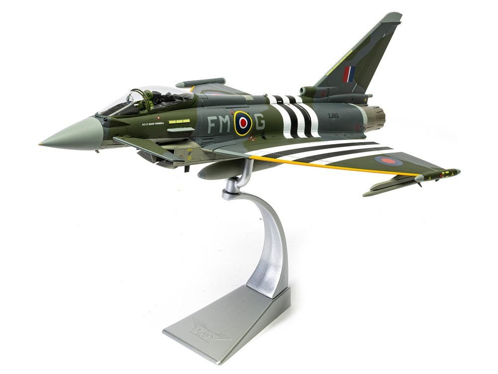 Eurofighter Typhoon FGR4 Fighter Aircraft "ZJ913 FM-G Moggy D-Day 80th Anniversary Display Scheme" (2024) Royal Air Force "The Aviation Archive" Series 1/48 Diecast Model by Corgi view 4