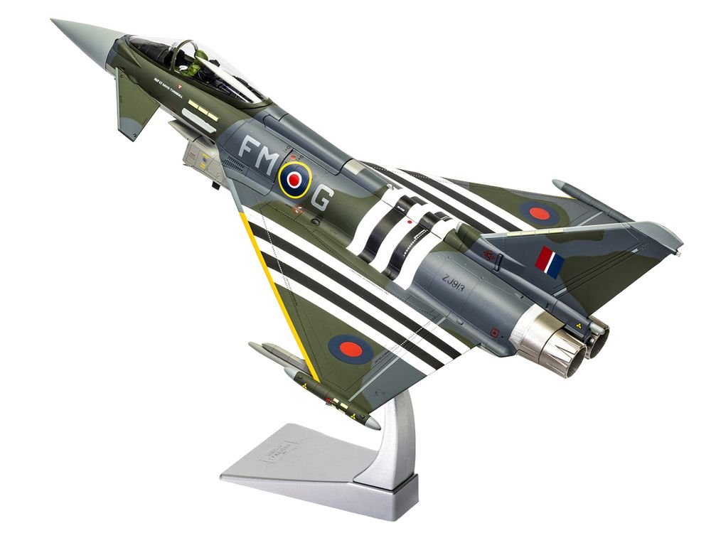 Eurofighter Typhoon FGR4 Fighter Aircraft "ZJ913 FM-G Moggy D-Day 80th Anniversary Display Scheme" (2024) Royal Air Force "The Aviation Archive" Series 1/48 Diecast Model by Corgi view 5