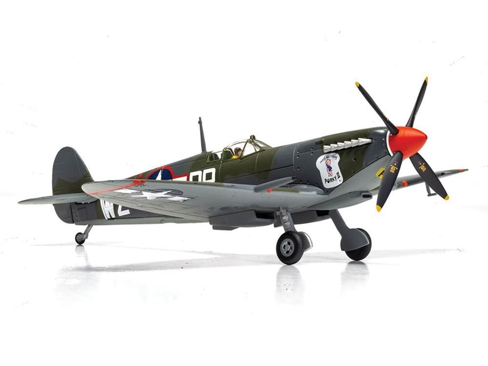 Supermarine Spitfire MkIXC Fighter Aircraft "Porky II Lt Robert Connor 309th Fighter Squadron 31st Fighter Group" (1943) United States Army Air Forces "The Aviation Archive" Series 1/72 Diecast Model by Corgi view 2