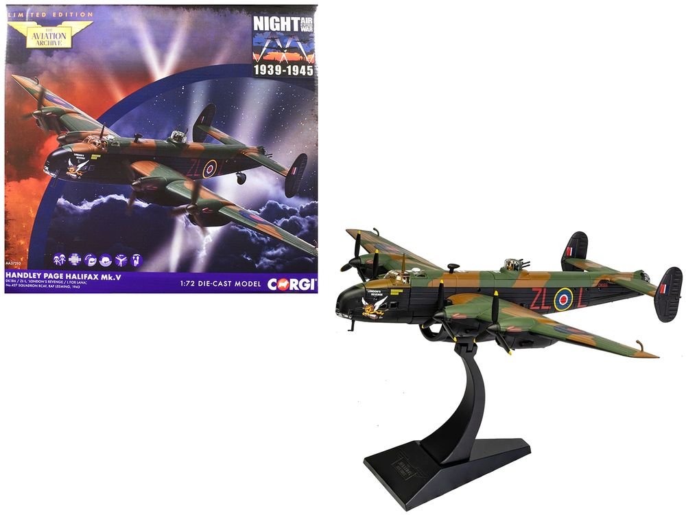 Handley Page Halifax MkV Bomber Aircraft "DK186 London’s Revenge - L for Lana No. 427 Squadron RAF Leeming" (1943) Royal Canadian Air Force "The Aviation Archive" Series 1/72 Diecast Model by Corgi