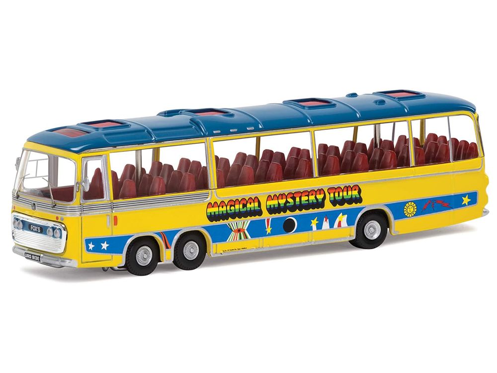 The Beatles "Magical Mystery Tour" Bus Yellow with Blue Top and Graphics Diecast Model Car by Corgi view 2