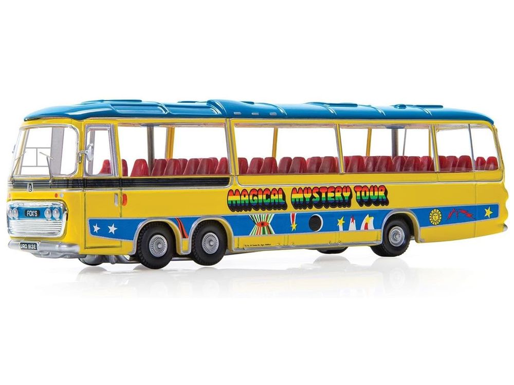 The Beatles "Magical Mystery Tour" Bus Yellow with Blue Top and Graphics Diecast Model Car by Corgi view 3