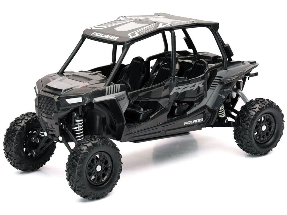 Polaris RZR XP 4 Turbo EPS Sport UTV Onyx Black with Gray Graphics 1/18 Diecast Model by New Ray view 2